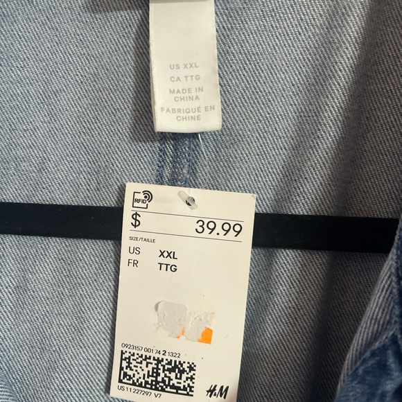 H&M NWT Denim Button-Front Mini Dress, size XXL - Picture 2 of 3